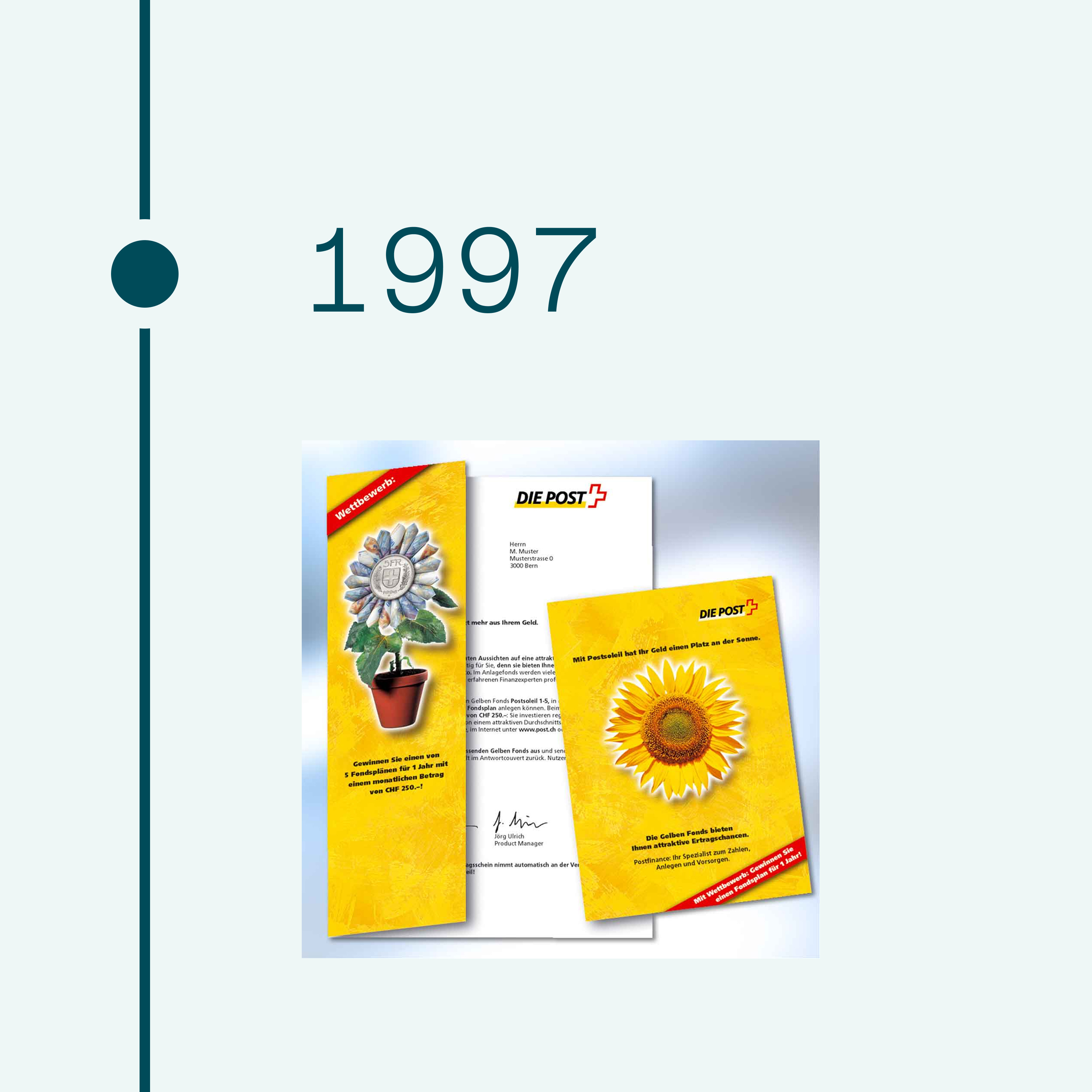 1997. Abbildung von Broschüre zu «Postsoleil»