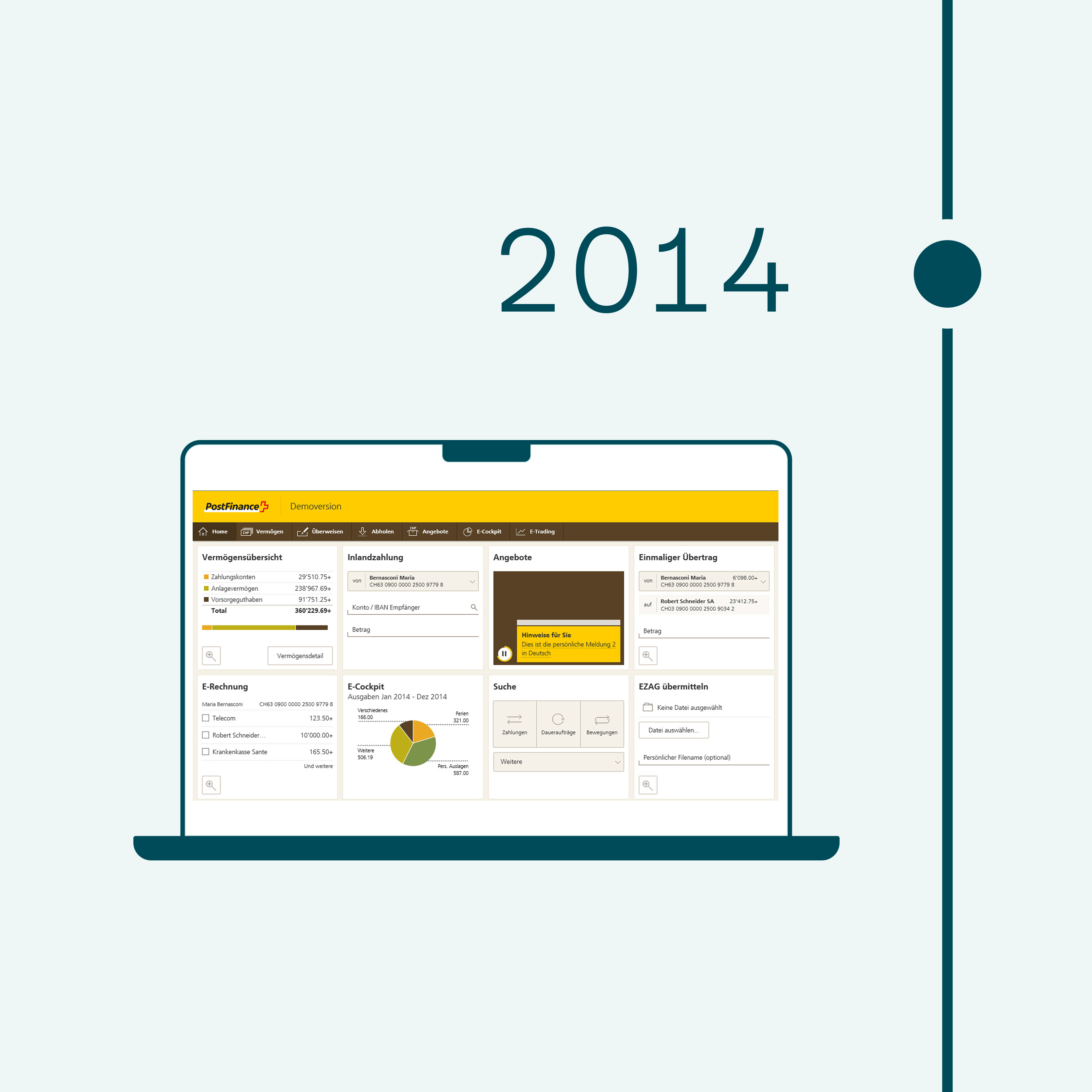 2014. Bild eines Laptops mit geöffnetem E-Finance