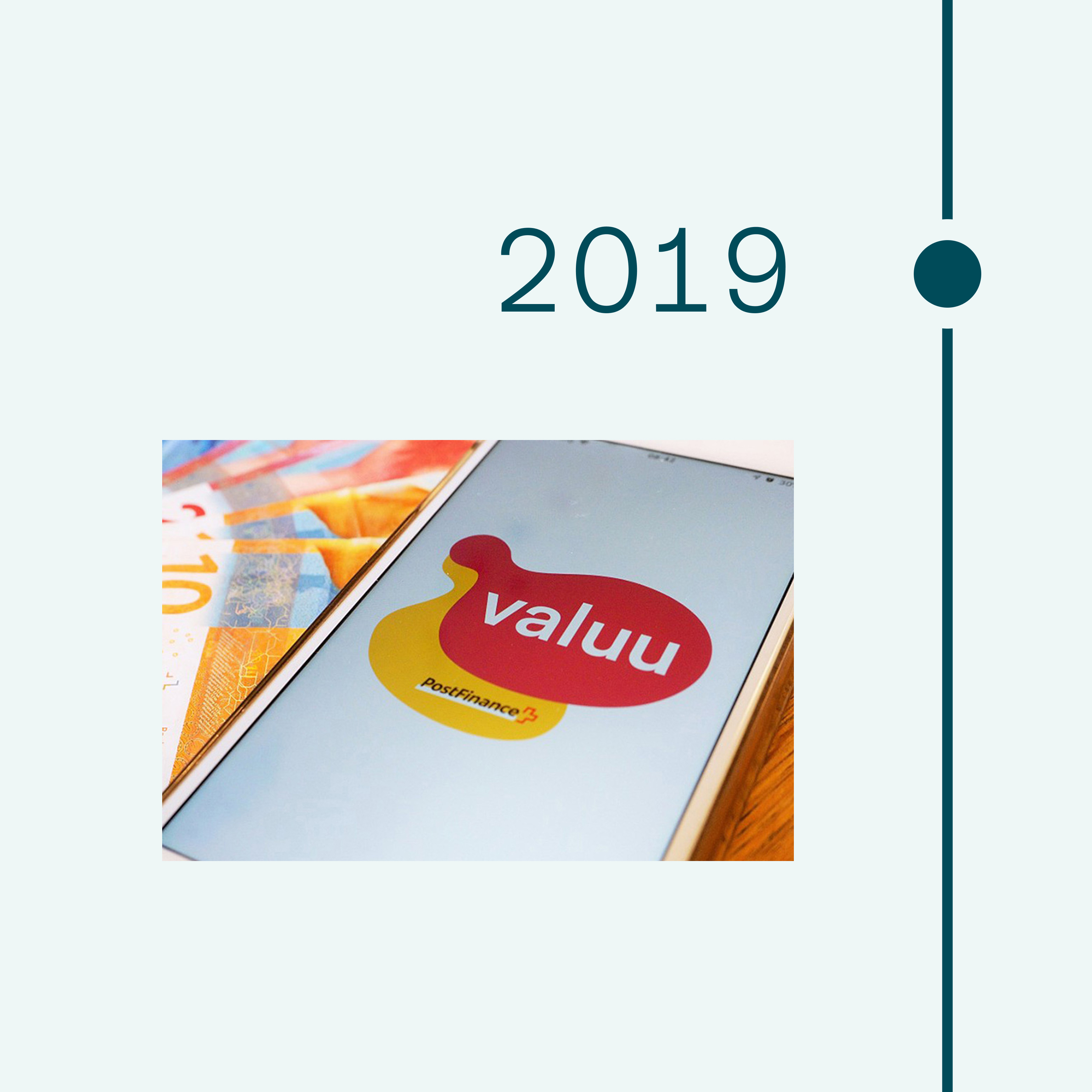 2019. Bild von Smartphone mit Valuu App