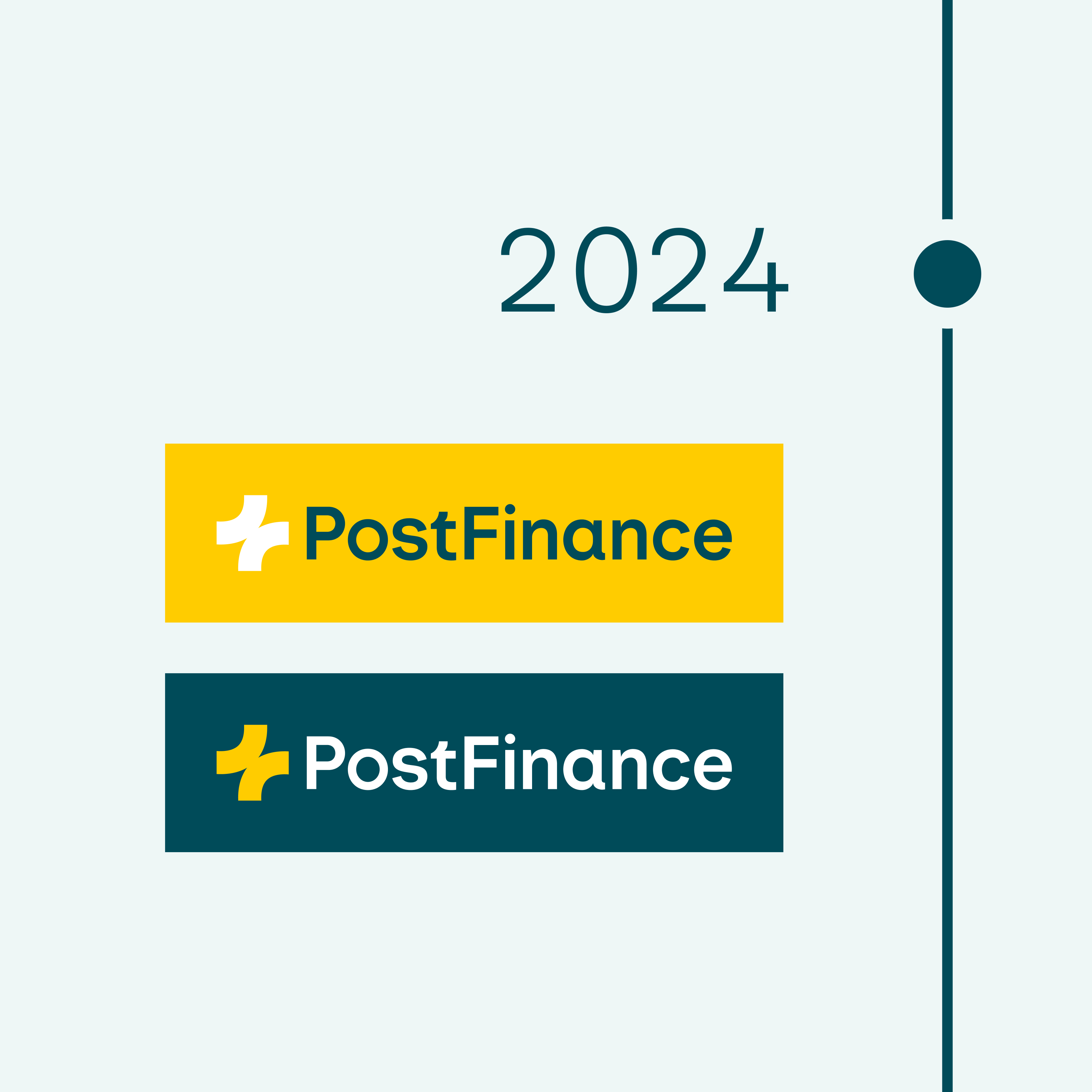2024. Abbildung des neuen PostFinance Logos